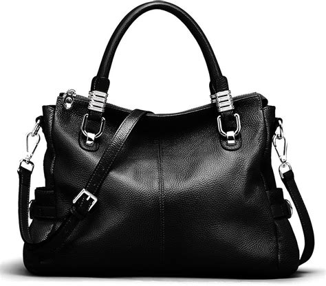 amazon black leather handbags|black leather purses one shoulder.